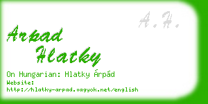 arpad hlatky business card